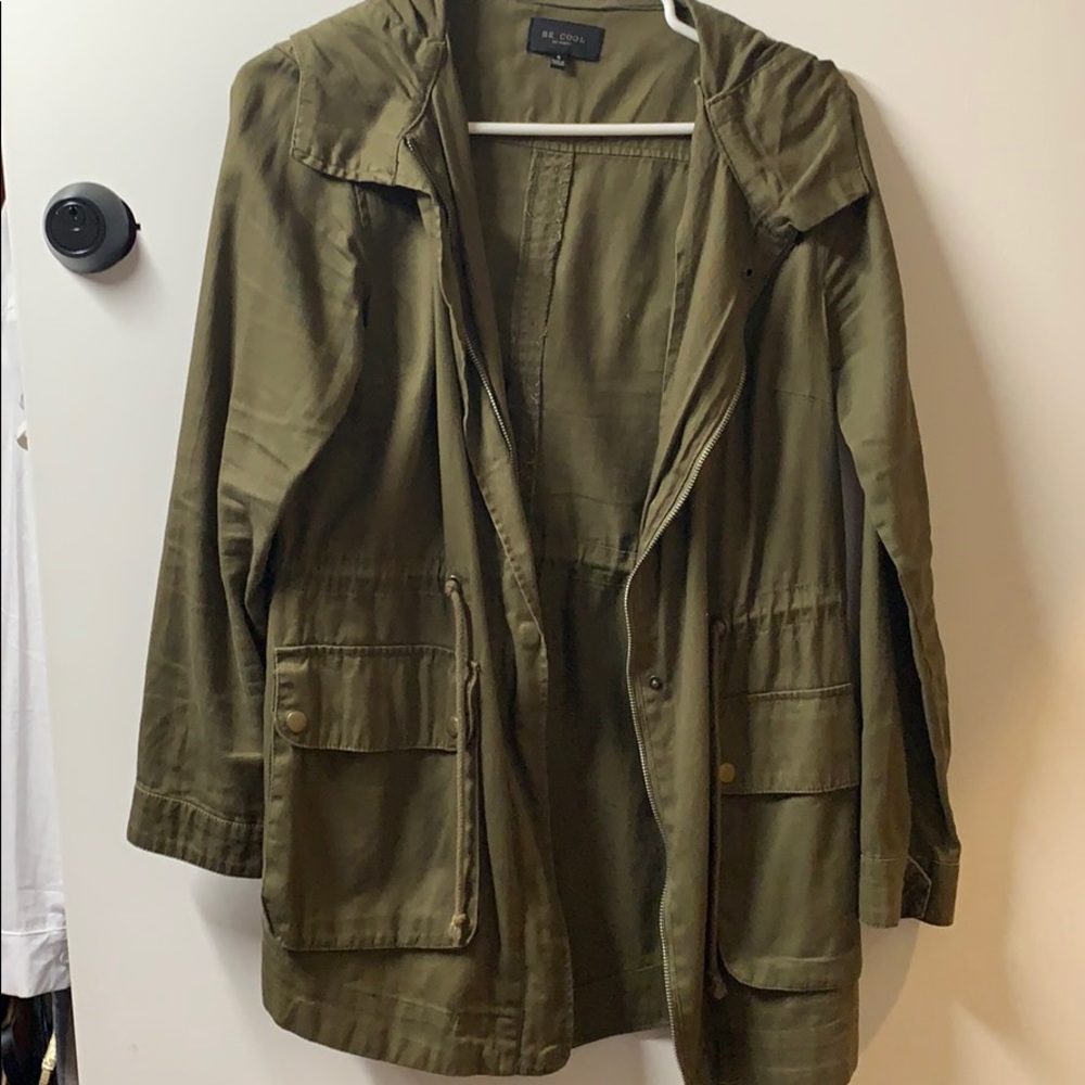 Olive hooded cargo jacket
